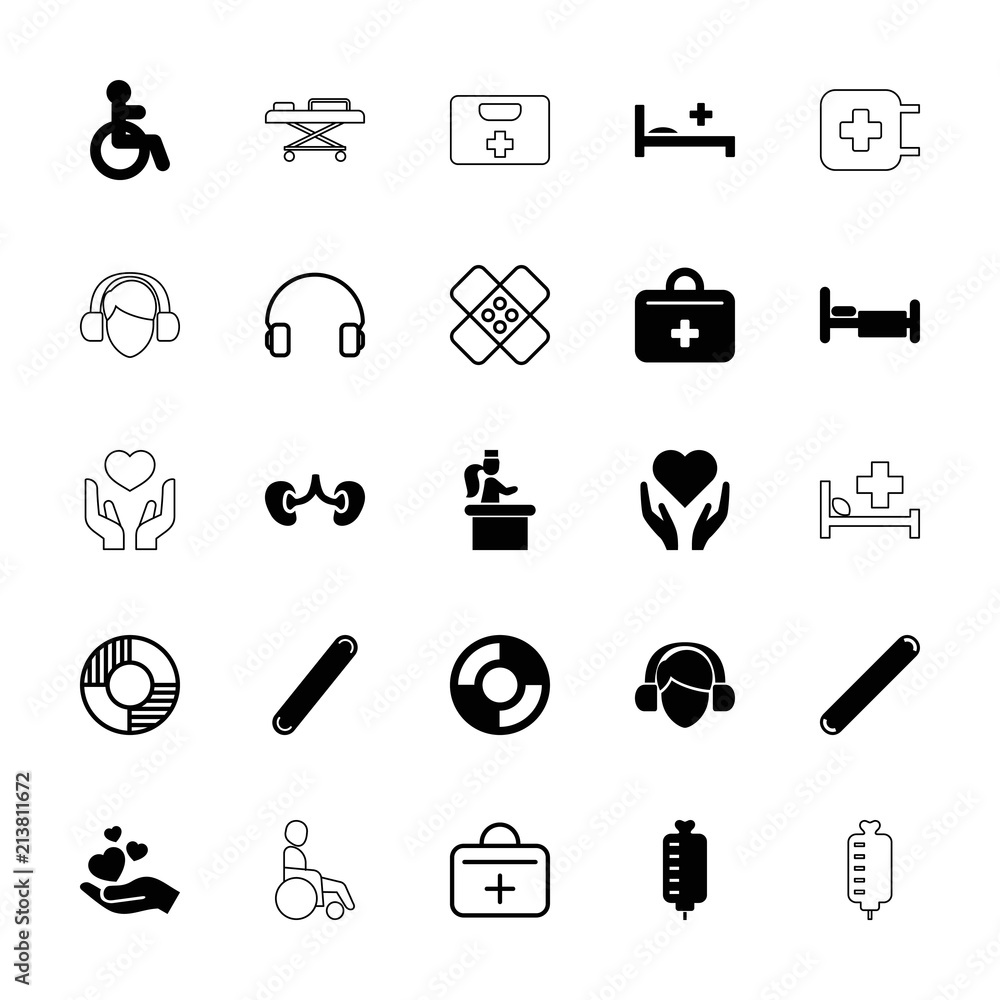 Fototapeta premium Collection of 25 help filled and outline icons