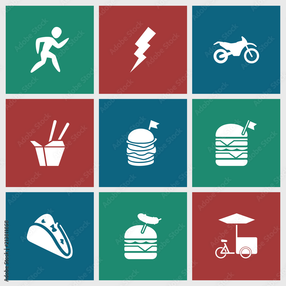Fototapeta premium Collection of 9 fast filled icons