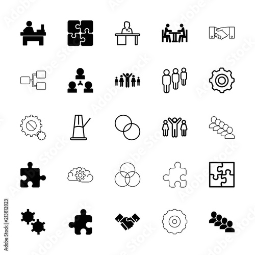 Collection of 25 teamwork filled and outline icons