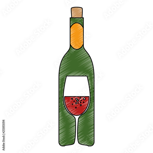 wine bottle silhouette with cup vector illustration design