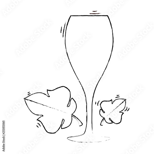 wine cup with leafs frame vector illustration design
