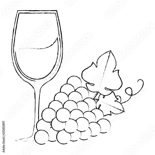 wine cup and grapes vector illustration design