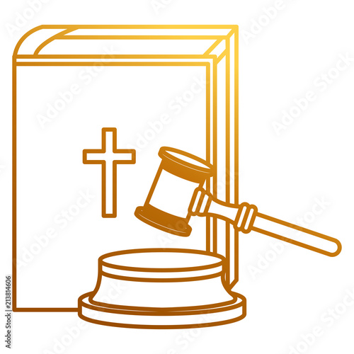 justice hammer with holy bible vector illustration design