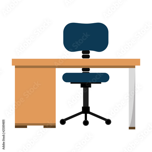 office workplace with desk and chair scene vector illustration design