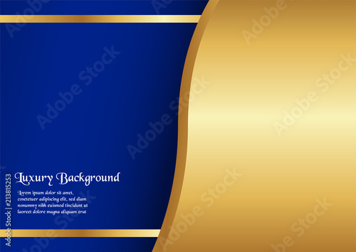 Abstract blue background in premium concept with golden border. Template design for cover, business presentation, web banner, wedding invitation and luxury packaging.