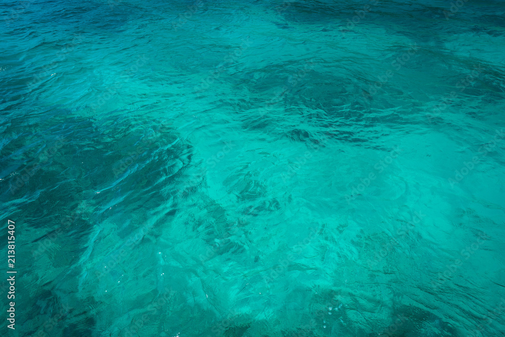 Closeup sea water surface, Blue water surface in swimming pool