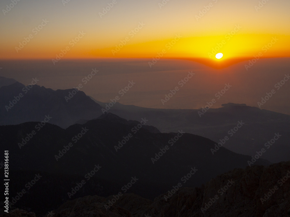 dawn in the mountains of Turkey (from mount Tahtali in Kemer) dawn in the mountains of Turkey (from mount Tahtali in Kemer)
