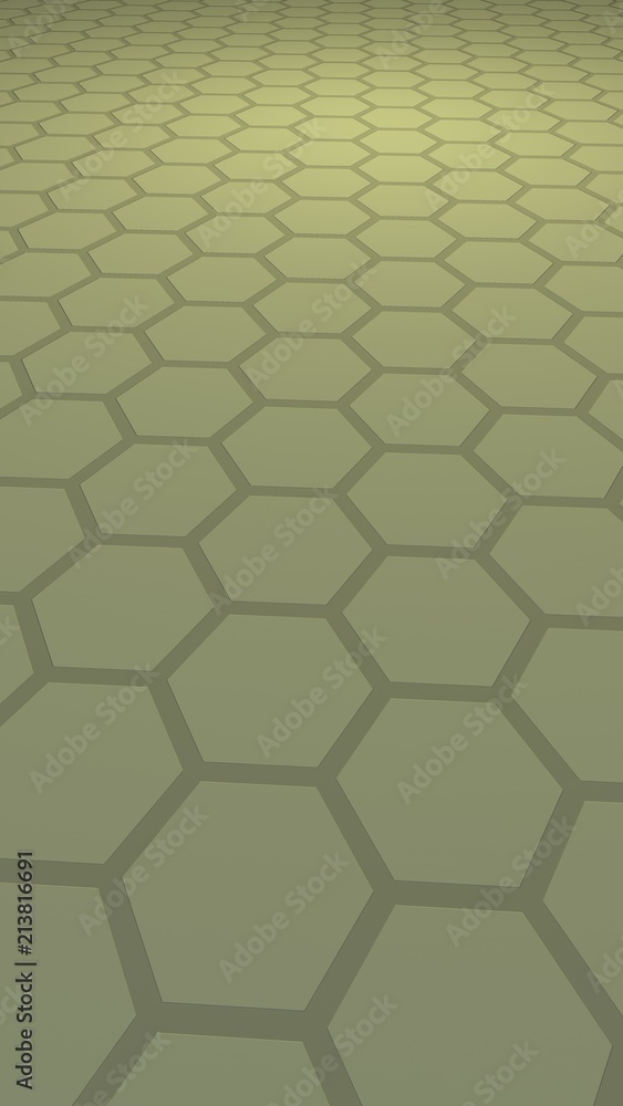 Honeycomb with color lighting, on a gray background. Perspective view on polygon look like honeycomb. Isometric geometry. Vertical image orientation. 3D illustration Honeycomb with color lighting, on a gray background. Perspective view on polygon look like honeycomb. Isometric geometry. Vertical image orientation. 3D illustration