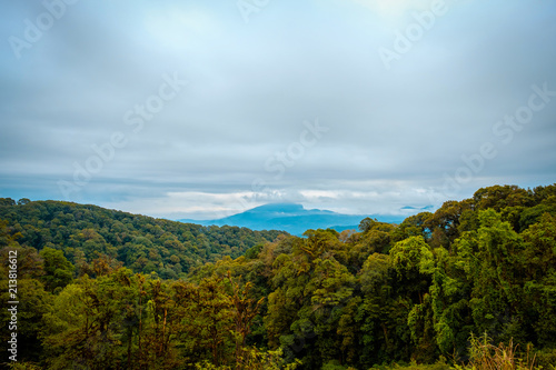 high mountains peaks range clouds in fog scenery landscape national park view outdoor at Chiang Rai, Chiang Mai Province, Thailand