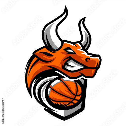 Basketball Bull Team Logo