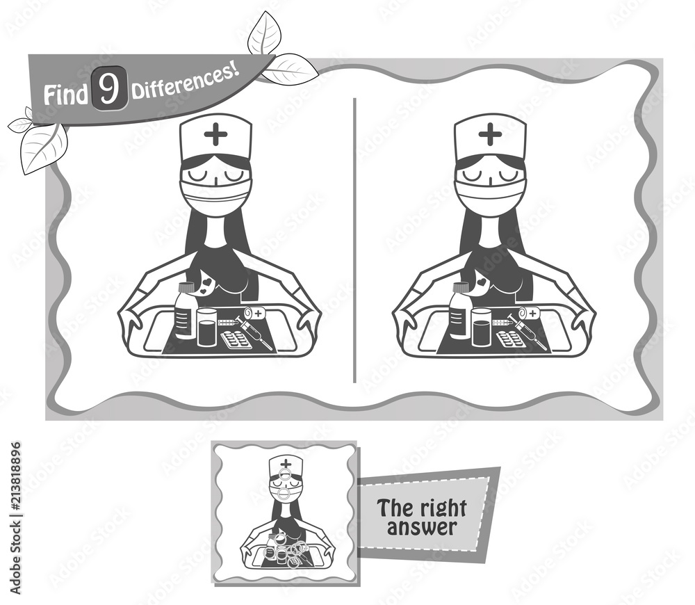 Obraz premium find 9 differences game black doctor