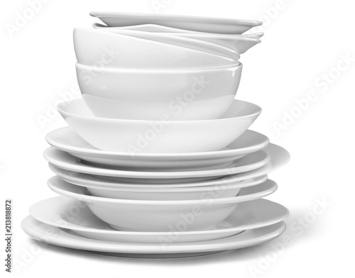 Canvas Print Stack of Dishes and Bowls