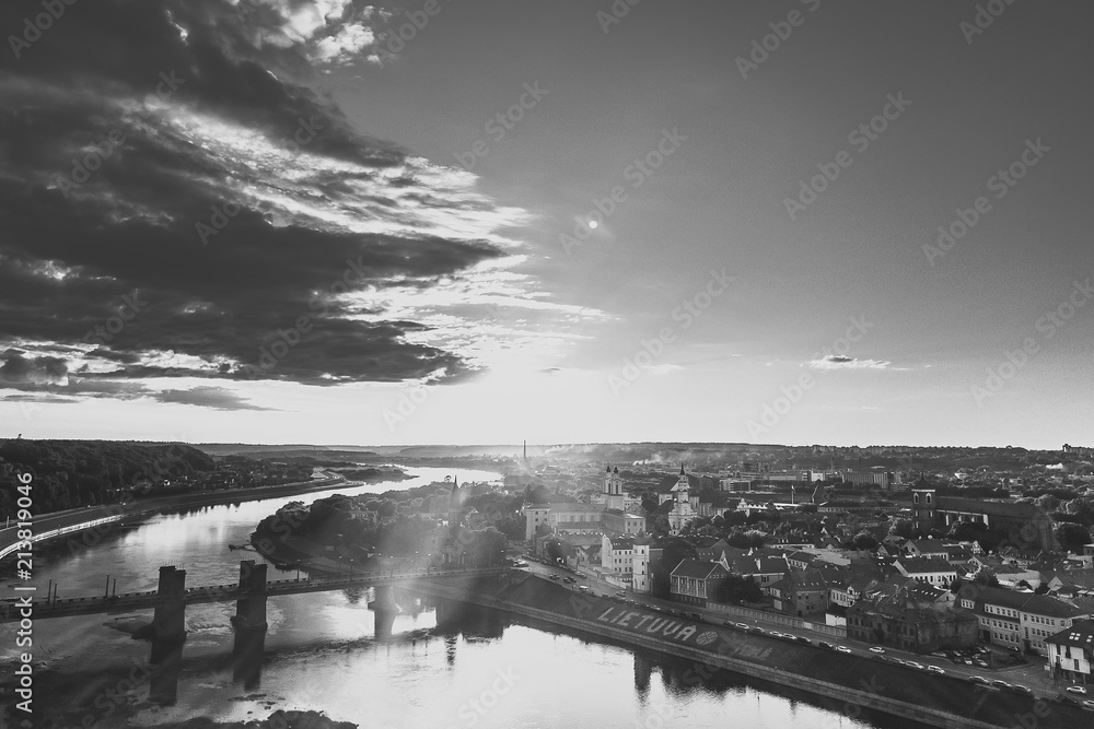 Obraz premium Aerial view of Kaunas old town, Lithuania