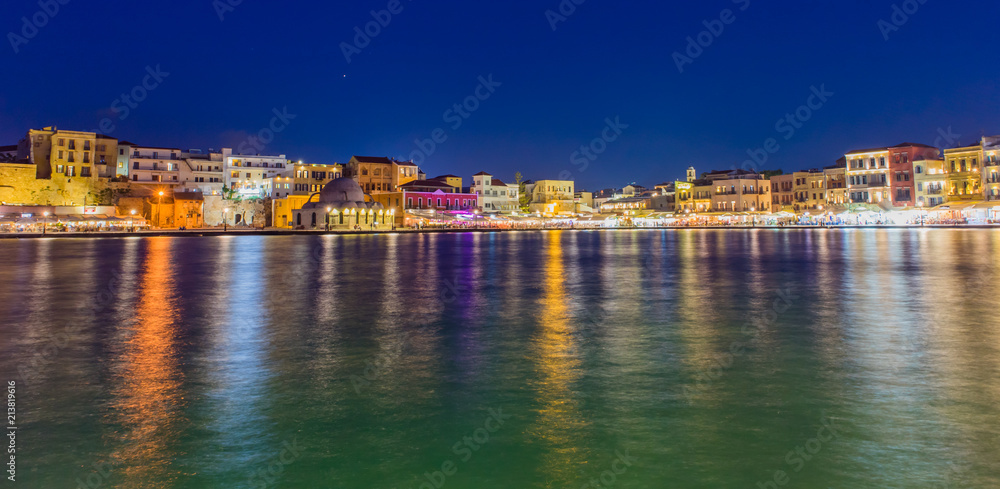 Dusk at the old port of Chania