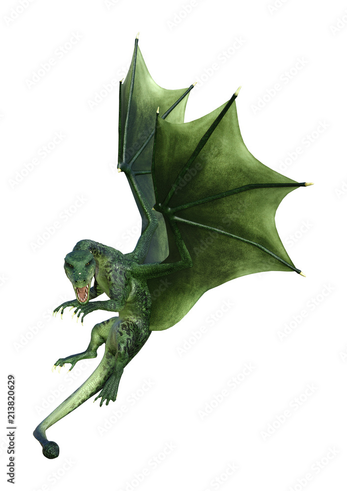 Obraz premium 3D renderowania Fantasy Dragon na białym tle