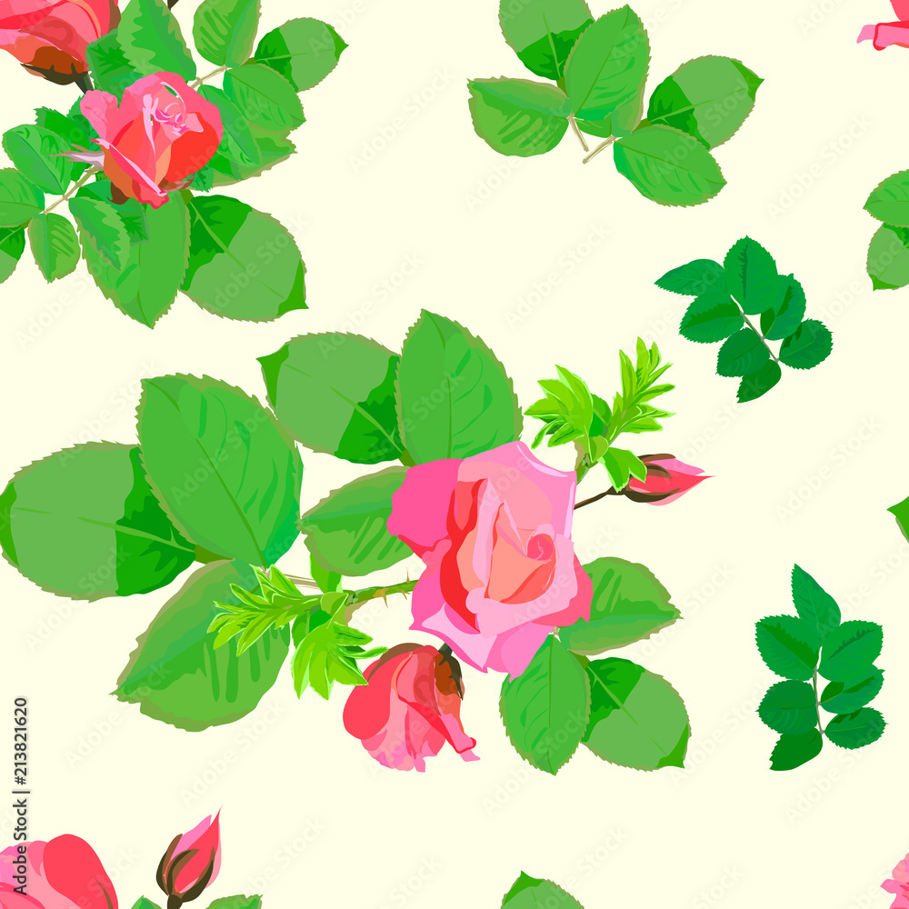 seamless pattern of roses. bright pink roses. printing on fabric. Wallpaper design. vector illustration seamless pattern of roses. bright pink roses. printing on fabric. Wallpaper design. vector illustration