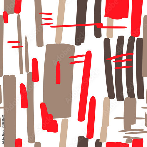 seamless geometric pattern, on white background. isometry, design Wallpaper print on fabric. abstract, vector illustration. brown, red.