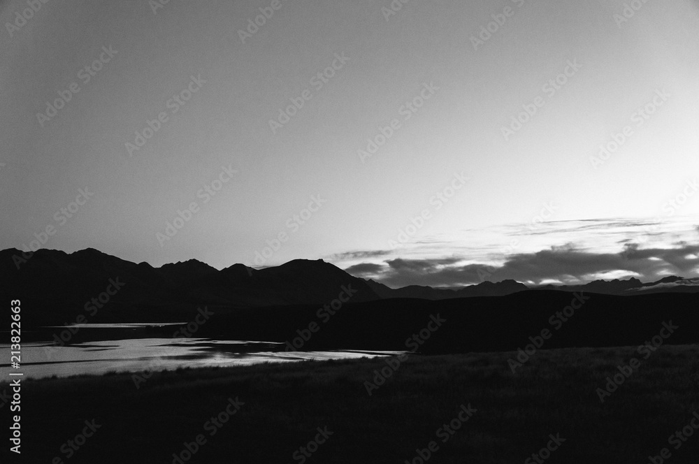 Sky and the lake in black and white Sky and the lake in black and white