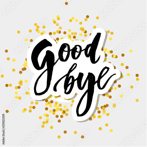 Goodbye Lettering Calligraphy Phrase Bye Vector Gold