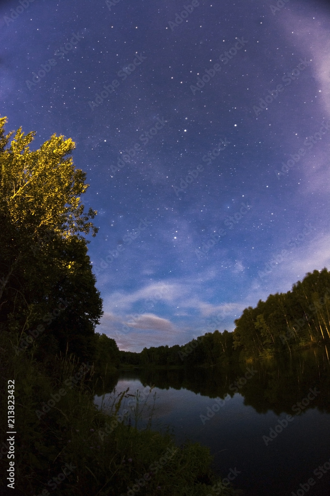 Fototapeta premium Night sky under lake