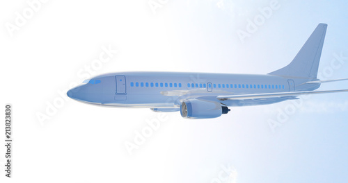 Wallpaper Mural Airplane flying. 3D render Torontodigital.ca