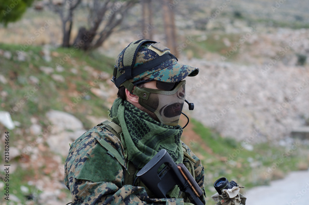 Fototapeta premium Tactical Headsets sniper airsoft