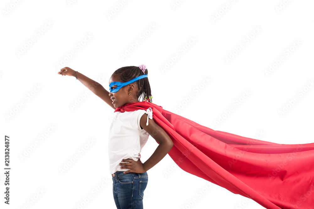 Child acts like a superhero to save the world Stock Photo | Adobe Stock