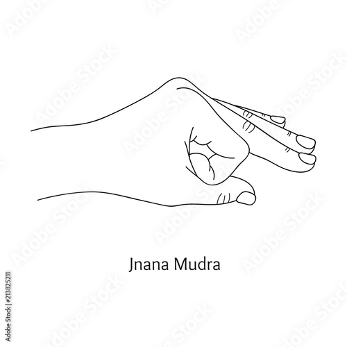 Jnana (Gyan) Mudra / Gesture of Wisdom. Vector. 