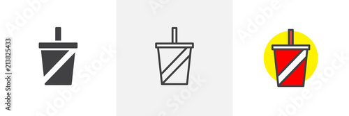 Soft drink icon. Line, solid and filled outline colorful version, outline and filled vector sign. Beverage symbol, logo illustration. Different style icons set. Pixel perfect vector graphics