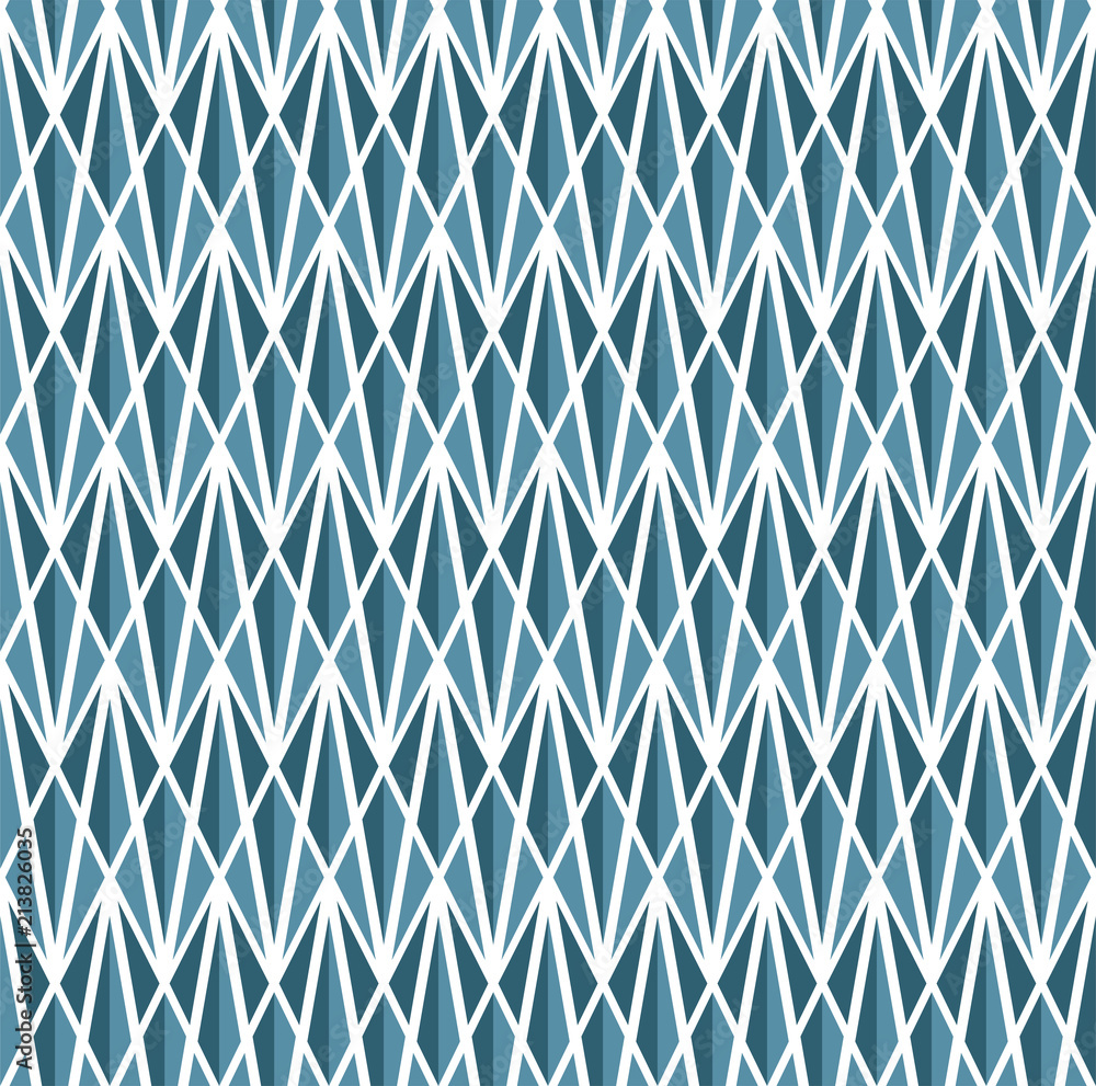 Fototapeta premium Geometric Blue Diamond Vector Seamless Pattern. Abstract Art Deco Background. Classic Stylish Texture.