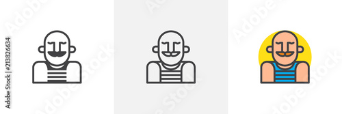 Strongman circus actor icon. Line, solid and filled outline colorful version, outline and filled vector sign. Symbol, logo illustration. Different style icons set. Pixel perfect vector graphics