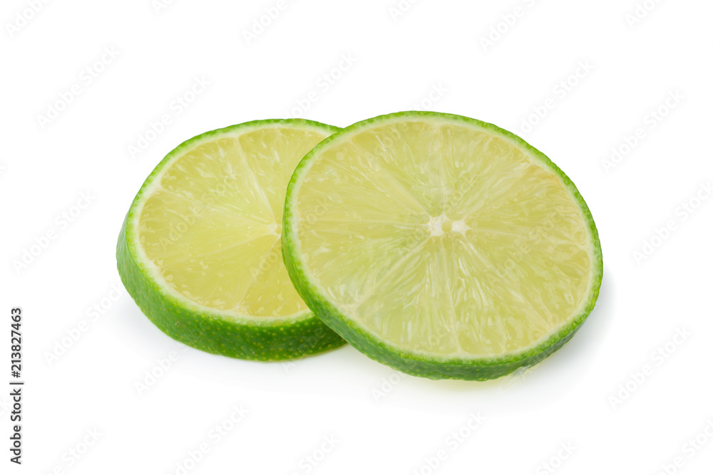 Lime slices isolated on a white background Lime slices isolated on a white background