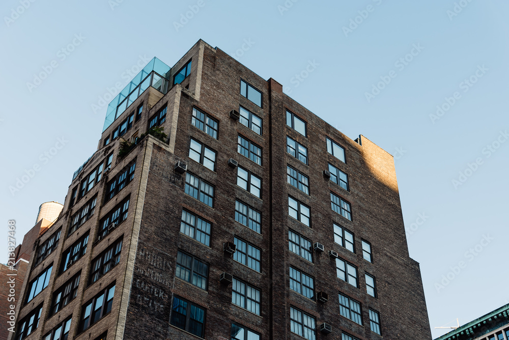 Low angle view of old brick buildings in New York City