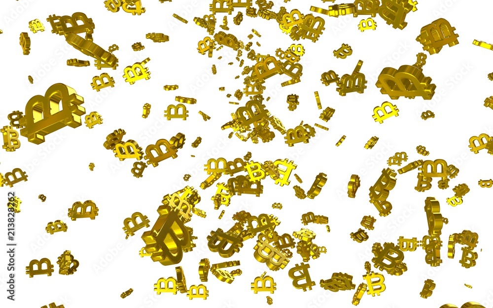 Digital currency symbol Bitcoin on a white background. Fall of bitcoin. Cryptocurrency graph on virtual screen. Business, Finance and technology concept. 3D illustration Digital currency symbol Bitcoin on a white background. Fall of bitcoin. Cryptocurrency graph on virtual screen. Business, Finance and technology concept. 3D illustration