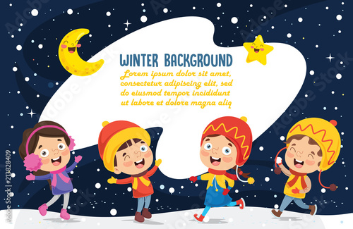 Wallpaper Mural Vector Illustration Of Winter Kids Torontodigital.ca