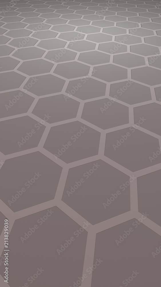 Honeycomb with color lighting, on a gray background. Perspective view on polygon look like honeycomb. Isometric geometry. Vertical image orientation. 3D illustration Honeycomb with color lighting, on a gray background. Perspective view on polygon look like honeycomb. Isometric geometry. Vertical image orientation. 3D illustration