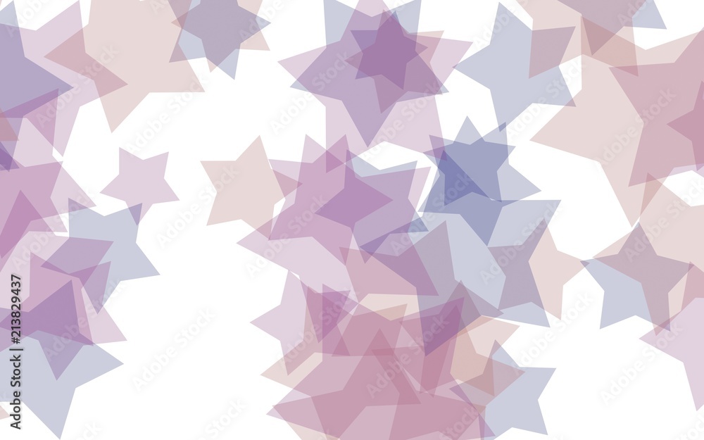 Multi Colored translucent stars on a white background. Red tones. 3D illustration Multi Colored translucent stars on a white background. Red tones. 3D illustration