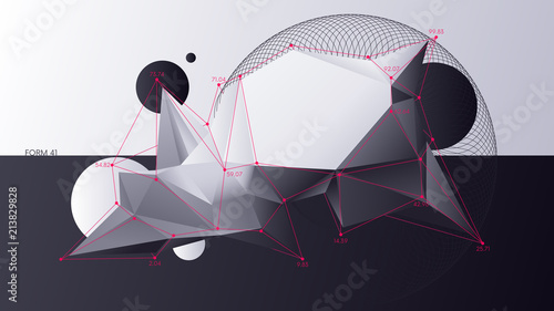 Abstract chaotic geometric low poly shapes, Digital analytics background
