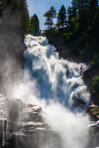 Impressive view on the waterfalls of krimml in austria (Krimmler Wasserfälle)
