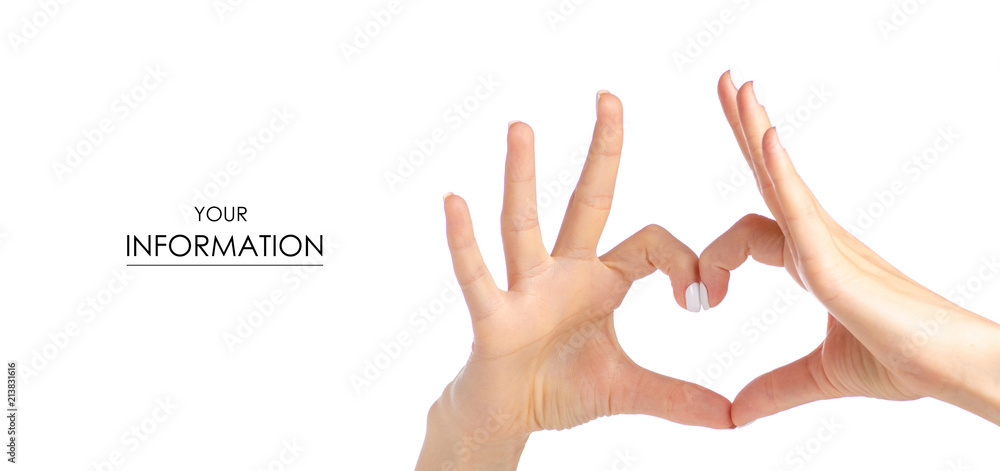Female hands in the form of heart pattern isolated on white background Female hands in the form of heart pattern isolated on white background