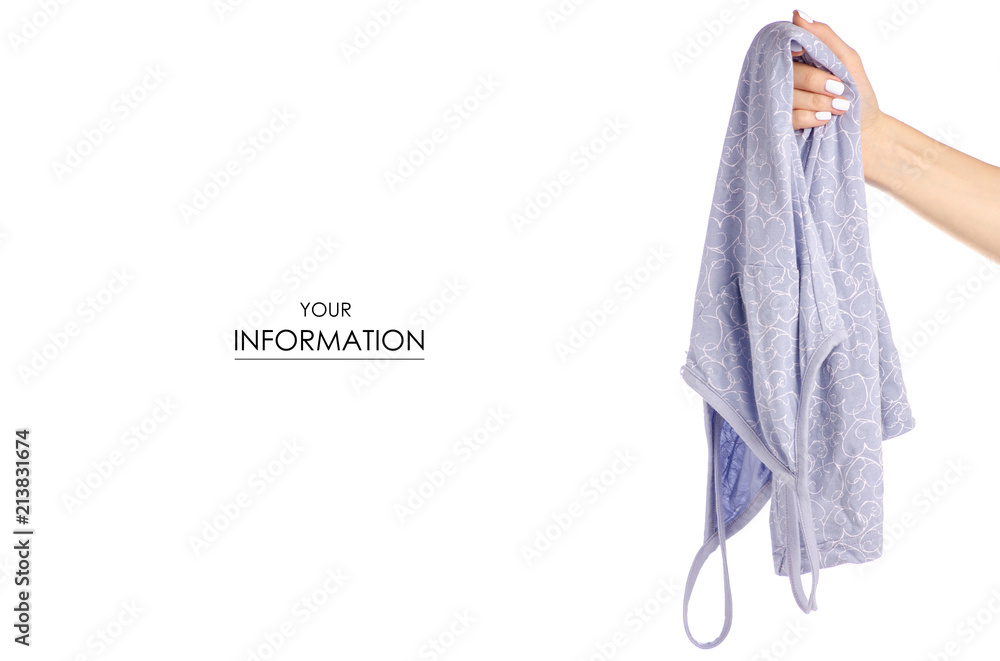 Blue nightgown in a hand pattern on a white background isolation Blue nightgown in a hand pattern on a white background isolation