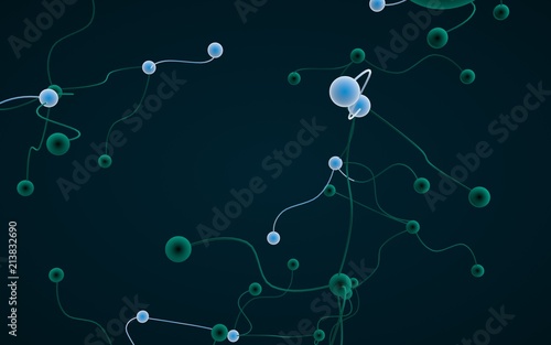 Wallpaper Mural Neural network. Social network. Futuristic dna, deoxyribonucleic acid. Abstract molecule, cell illustration, mycelium. Dark background. 3D illustration Torontodigital.ca