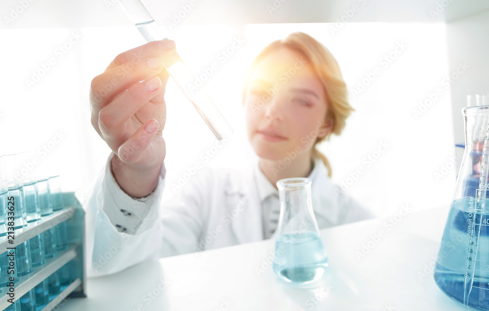 closeup.portrait of doctor biologist in the lab. closeup.portrait of doctor biologist in the lab.