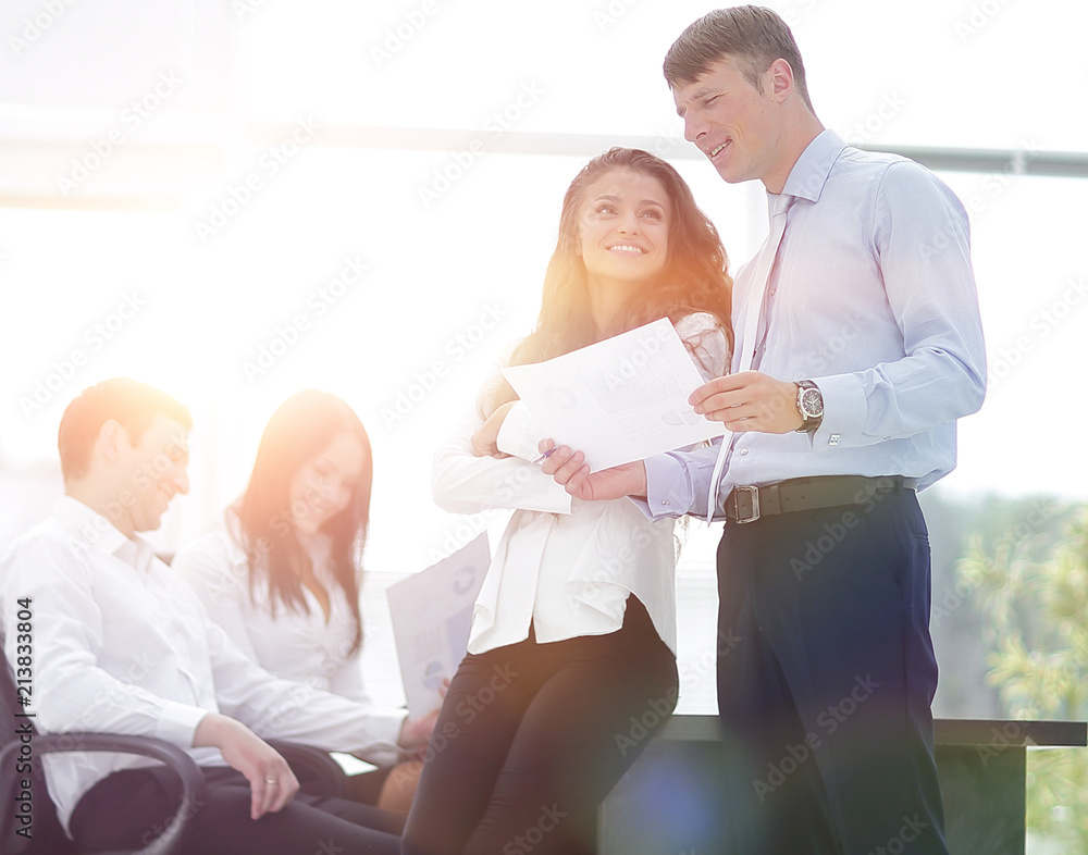 Fototapeta premium project managers discuss the documentation