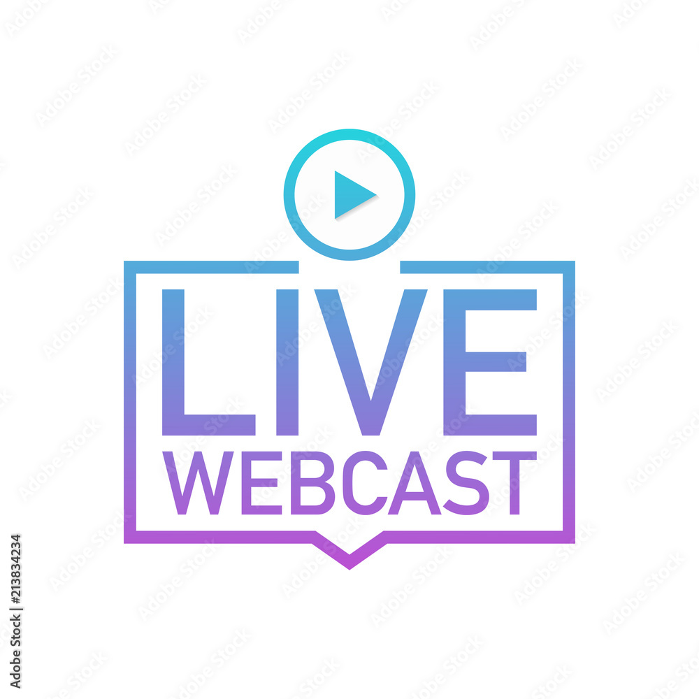Live Webcast Button, icon, emblem, label on white background. Live Webcast Button, icon, emblem, label on white background.