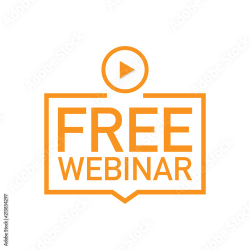 Free webinar label. Flat vector illustration on white background.