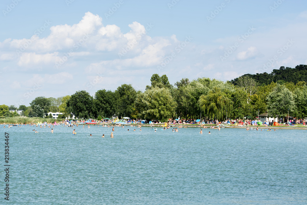Beach scene at Lake Balaton, Hungary ( Balatonboglar )