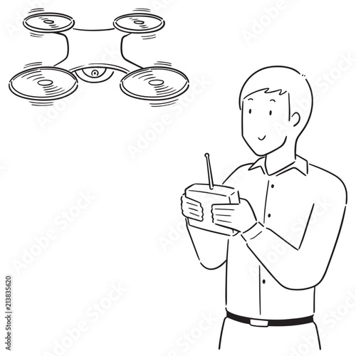 vector set of man using drone