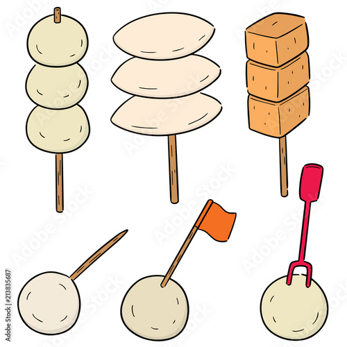vector set of meatball, fish ball, pork ball and shrimp ball
