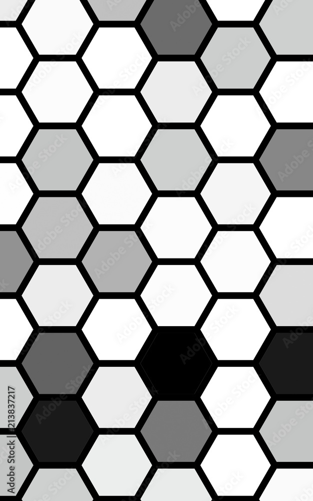 Black honeycomb with a gradient color. Isometric geometry. 3D illustration Black honeycomb with a gradient color. Isometric geometry. 3D illustration